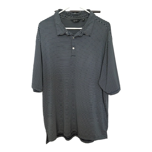 Walter Hagen Shirt Mens XL Polo Golf Striped Short Sleeve Sports Navy Blue White - Picture 1 of 6